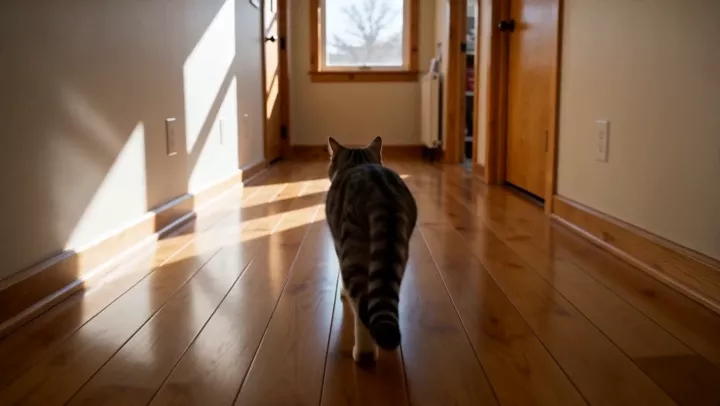 A realistic cat walking into the pet store