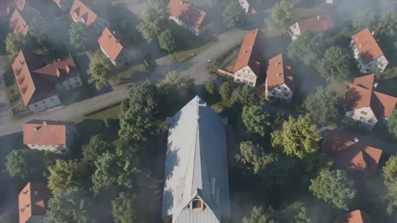 Crane Down Sky Reveal AI video effect example